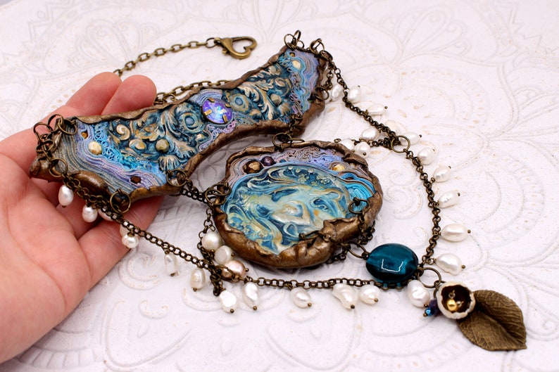 Goddess necklace Once upon a time jewelry Blue medieval accessories Renaissance wedding