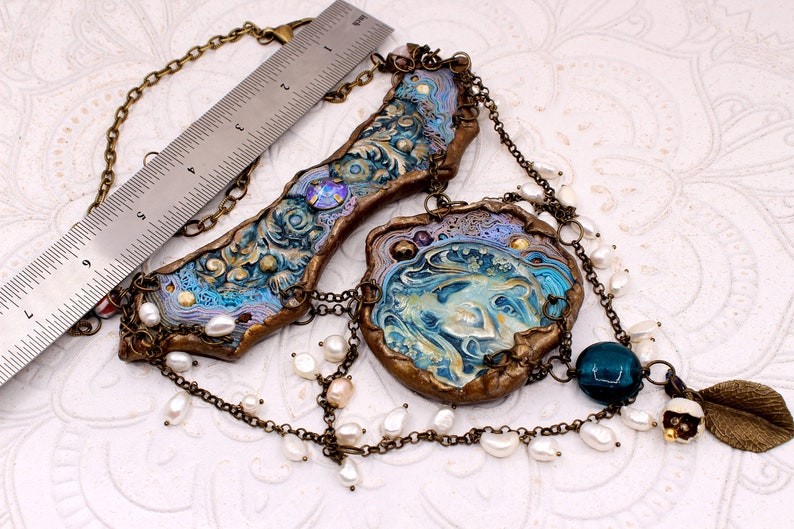 Goddess necklace Once upon a time jewelry Blue medieval accessories Renaissance wedding