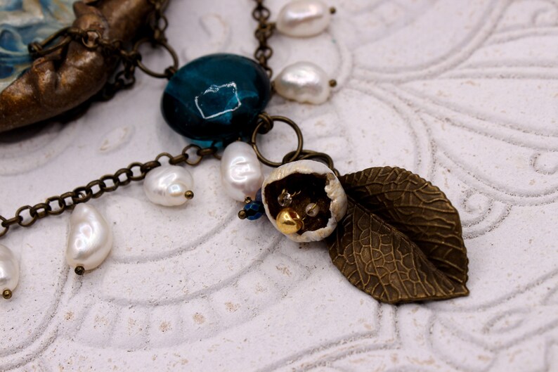 Goddess necklace Once upon a time jewelry Blue medieval accessories Renaissance wedding