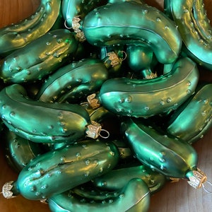 Handmade colourful glass pickle cucumber Christmas decorations bauble, hanging Christmas tree ornament