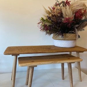 Solid rustic wooden bench, handmade ash and oak in 2 sizes