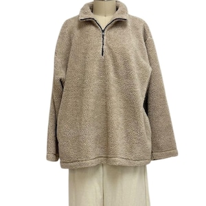 vintage fleece half zip pullover 90s essentials teddy bear fleece L