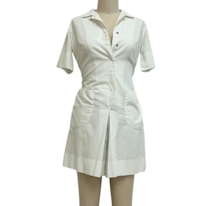 white cotton mini romper 70s vintage retro short jumpsuit M