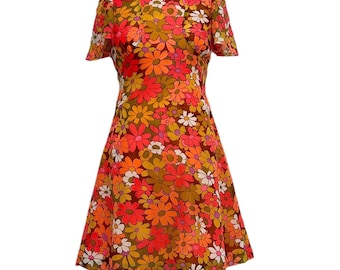 70s Floral Chiffon Mini Dress Set: Matching Mom & Me Dayglo Dresses