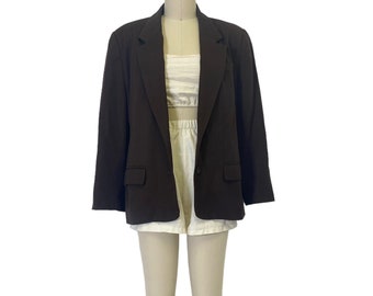 chocolate brown new wool blazer minimalist vintage relaxed fit neutral women’s suit jacket