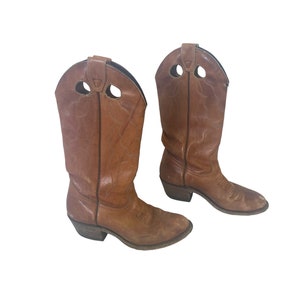 vintage pull-on cowboylaarzen boho caramel leren westernrijlaarzen 8