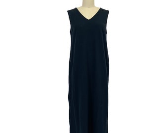 long black cotton tank dress 90s vintage minimalist Cotton Ginny v neck maxi dress LR