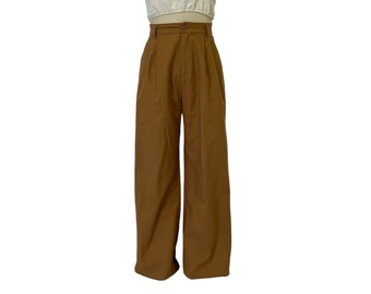 clay linen blend trousers high waist wide leg pants