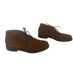 Bottines désert en daim marron des années 90, chaussures à cravate en cuir caramel minimalistes, bottines chukka, taille 8,5
