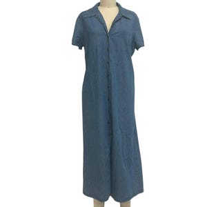 long denim market dress 90s vintage minimalist button down maxi jean shirtdress M