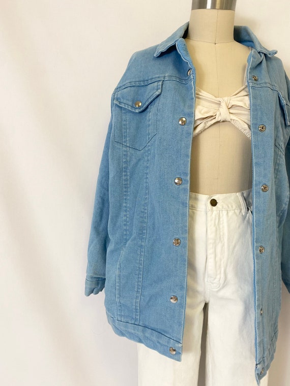 Faded Denim Jacket Retro Vintage Long 