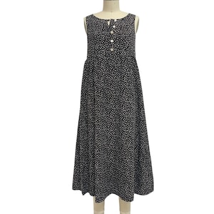 long brown micro floral print dress 90s vintage prairie midi doll dress M