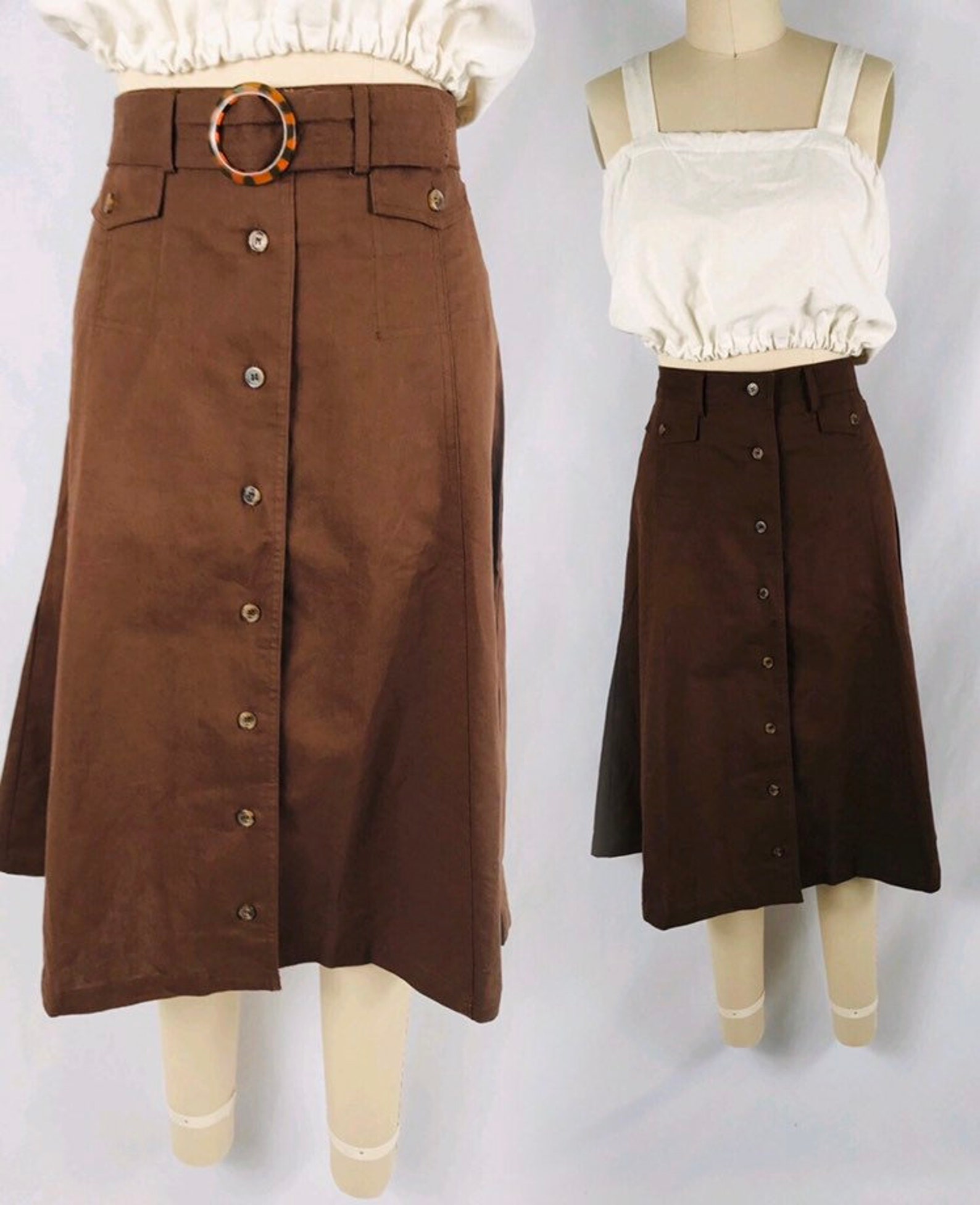 button up midi skirt