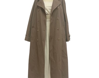 Gabardina de algodón moca con cierre ajustable, estilo vintage de los años 80, abrigo largo cruzado London Fog M