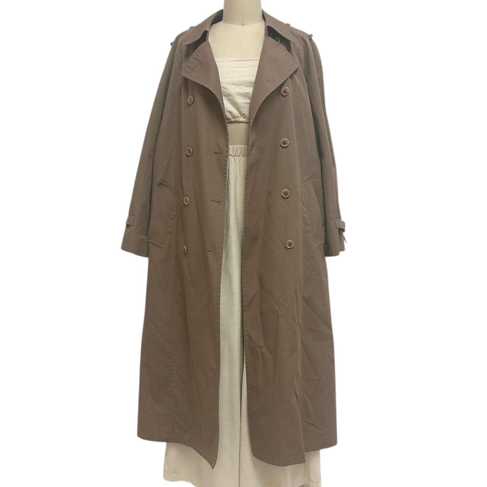 Mocha Cotton Cinchable Trench Coat 80s Vintage London Fog Double