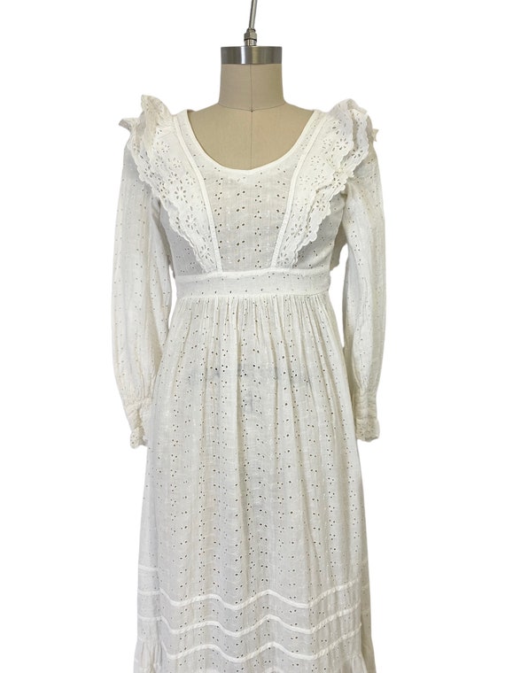 white eyelet cotton dress boho lace Edwardian wed… - image 2