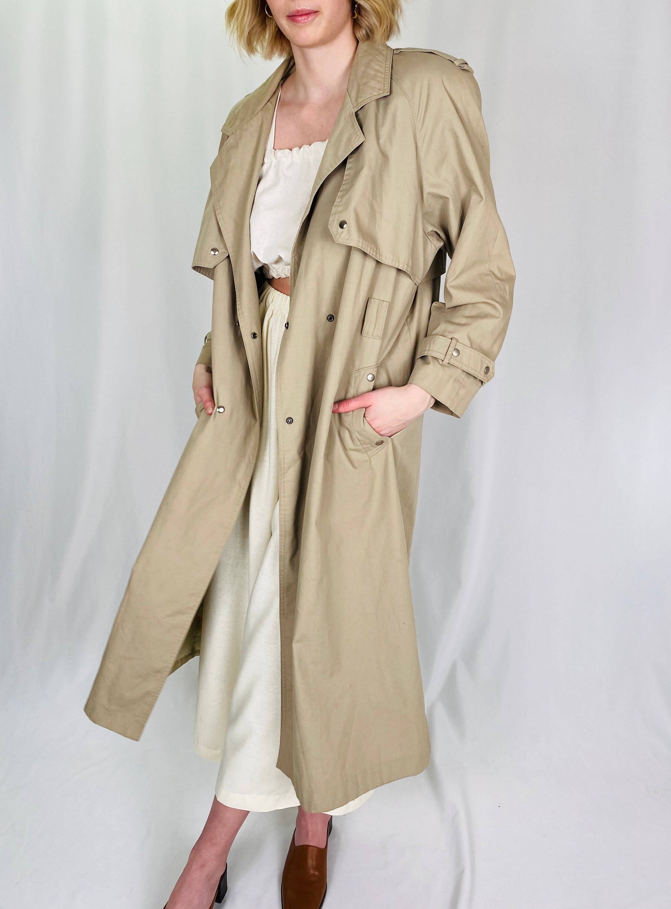 Khaki top duster coat