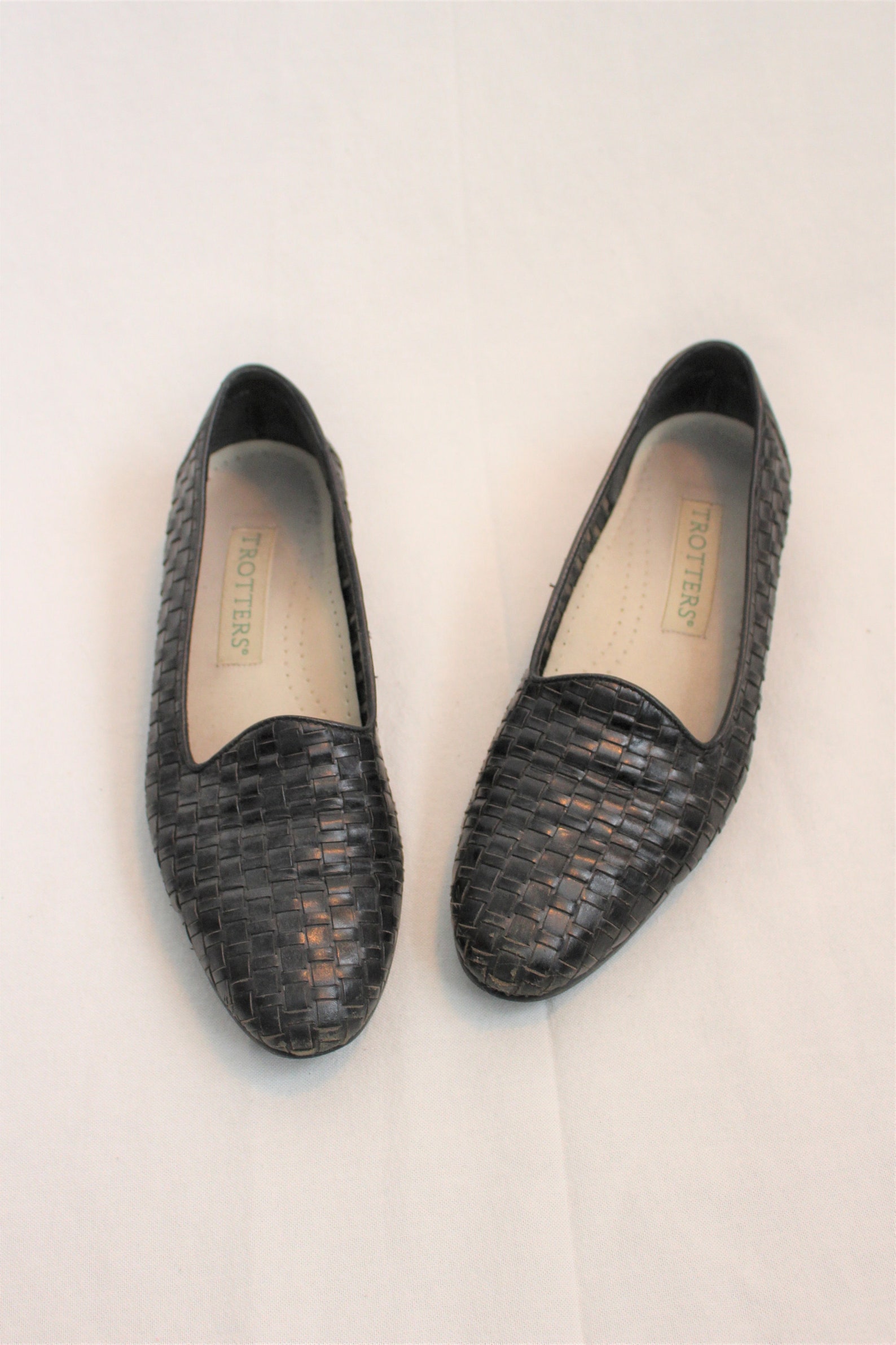 black woven leather loafers 90s minimalist slip on shoes ballet slippers size 7 black woven leather loafers 90s minimalist slip on shoes ballet slippers size 7