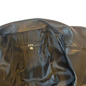 Y2K streamlined long black leather jacket image 6