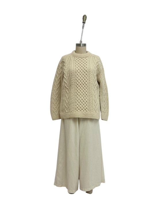 hand knit wool fisherman sweater 90s vintage pull over cable knit jumper M
