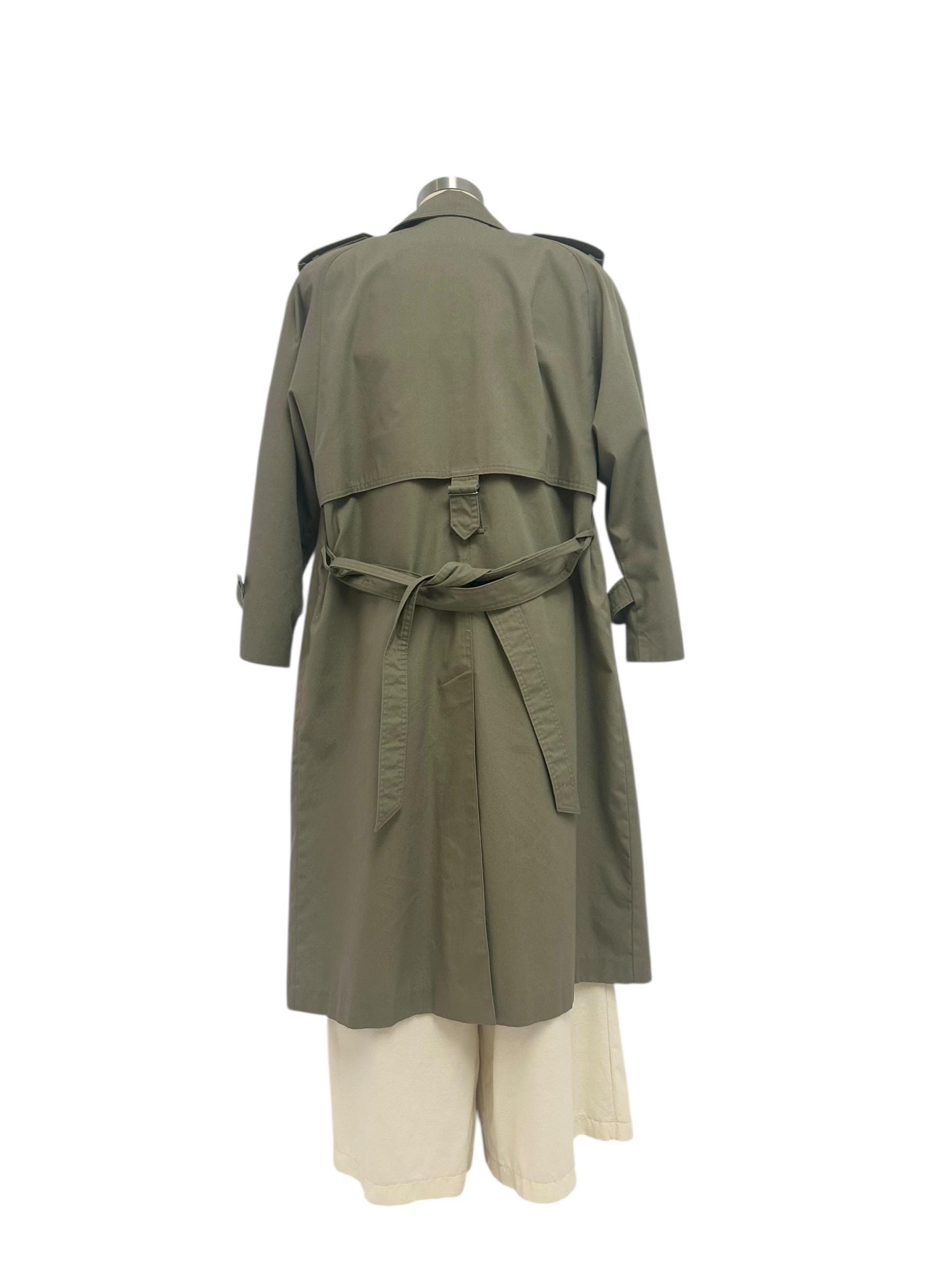 Taupe Womens Trench Coat 80s Vintage Minimalist Neutral Belted