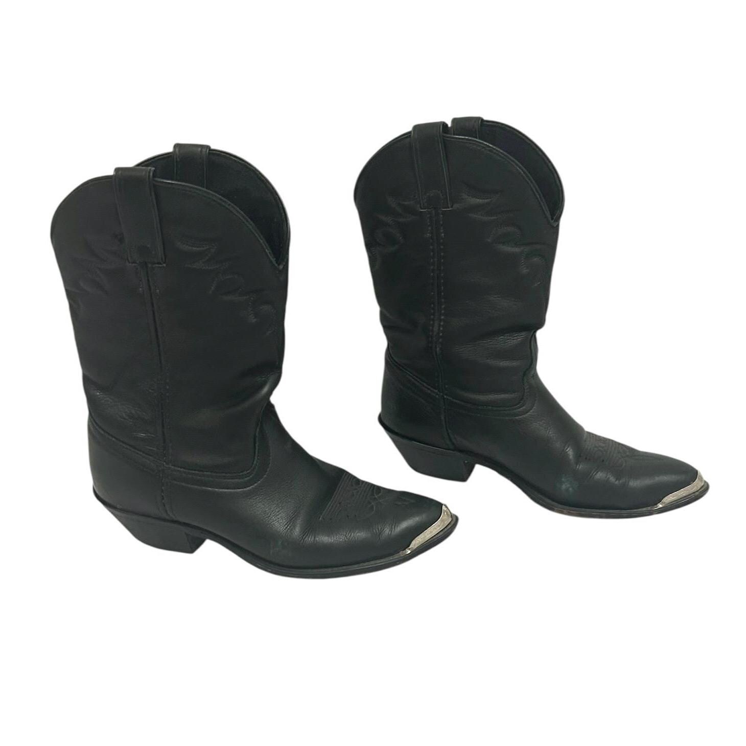 Bottes courtes à bout rond pour femme avec motif brodé Style cowboy Western Cowboy Bottes de travail, Brun, 4,5