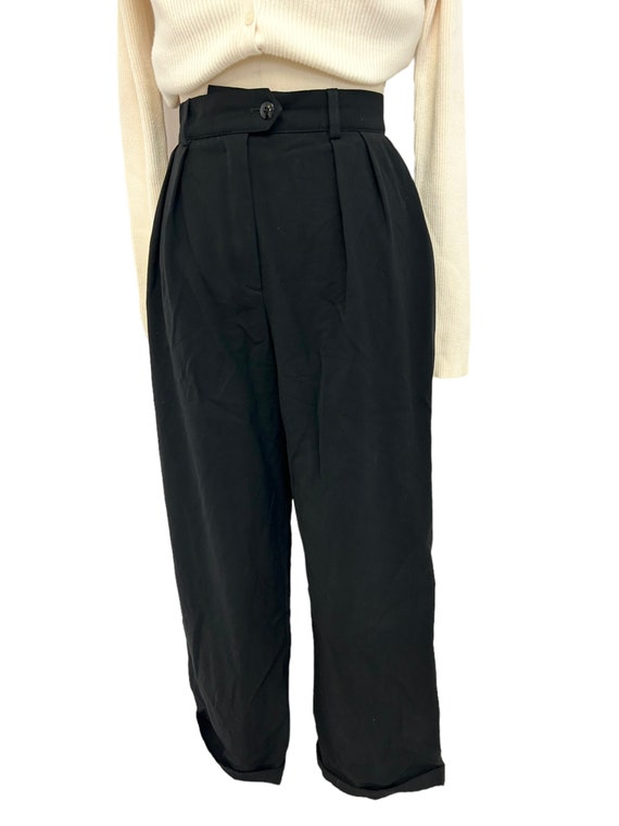vintage Escada trousers minimalist black wool wid… - image 4