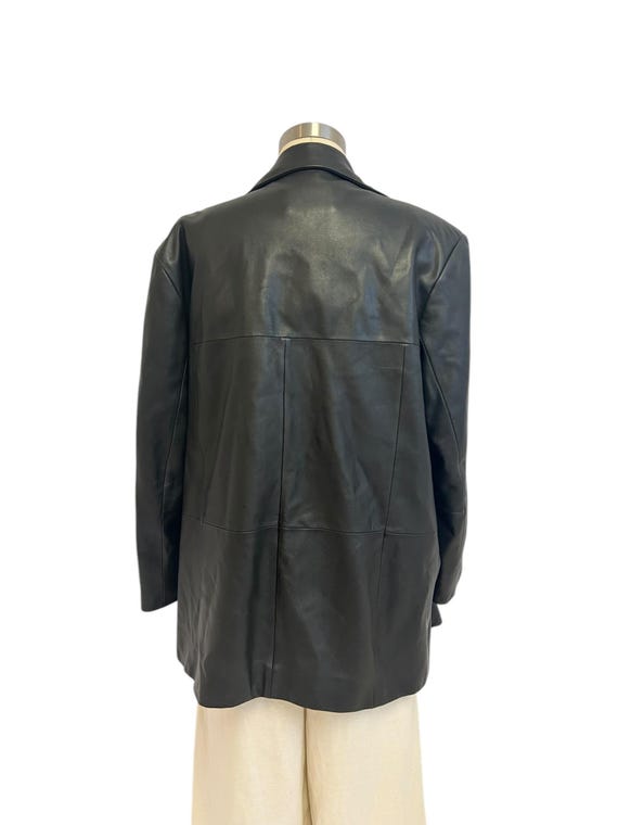 Basic Black Leather Jacket 90s Vintage Minimalist Relaxed