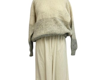 Norwegian wool sweater 80s vintage grey and white stripe knit pull over jumper M