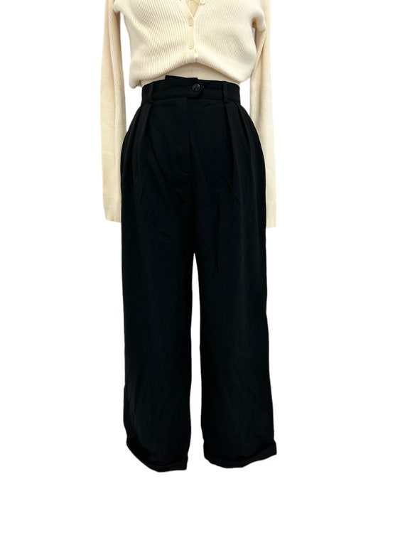 vintage Escada trousers minimalist black wool wid… - image 2
