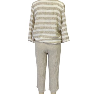 Conjunto de estar por casa de lino y rayón a rayas: pantalón de gasa neutra, talla S imagen 4