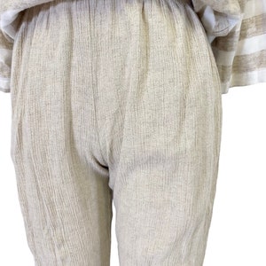 Conjunto de estar por casa de lino y rayón a rayas: pantalón de gasa neutra, talla S imagen 5