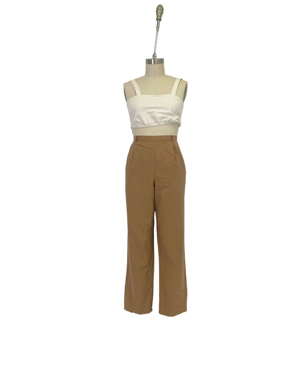 ginger linen trousers 90s vintage high waisted minimalist turmeric wide leg pants XL