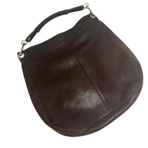 vintage hickory brown leather shoulder bag - 90s hobo style purse - classic real leather handbag - boho everyday bag