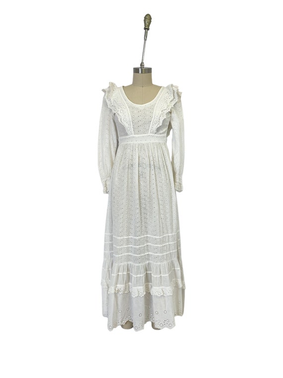 white eyelet cotton dress boho lace Edwardian wed… - image 1