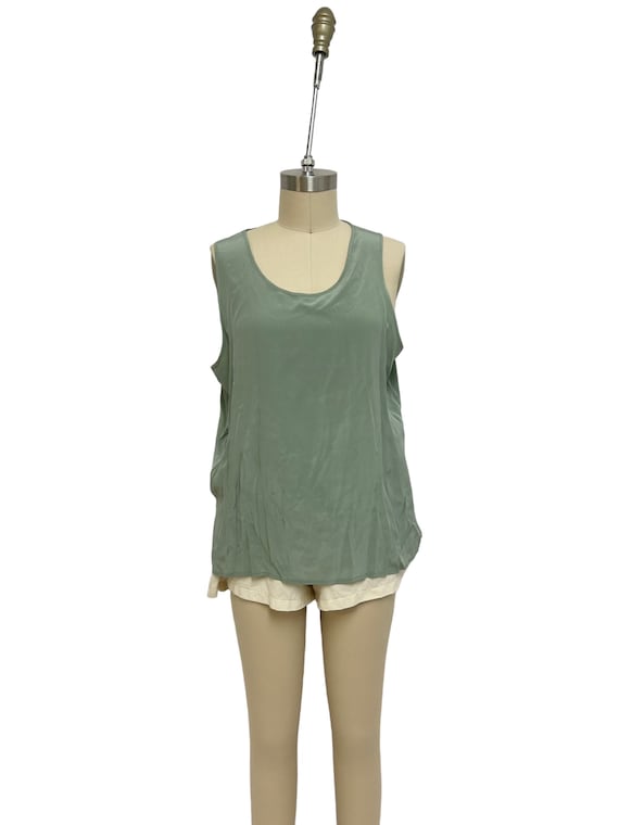 pistachio green relaxed fit pure silk tank top - image 2
