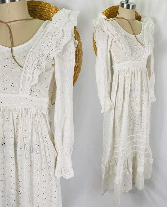 white eyelet cotton dress boho lace Edwardian wedd