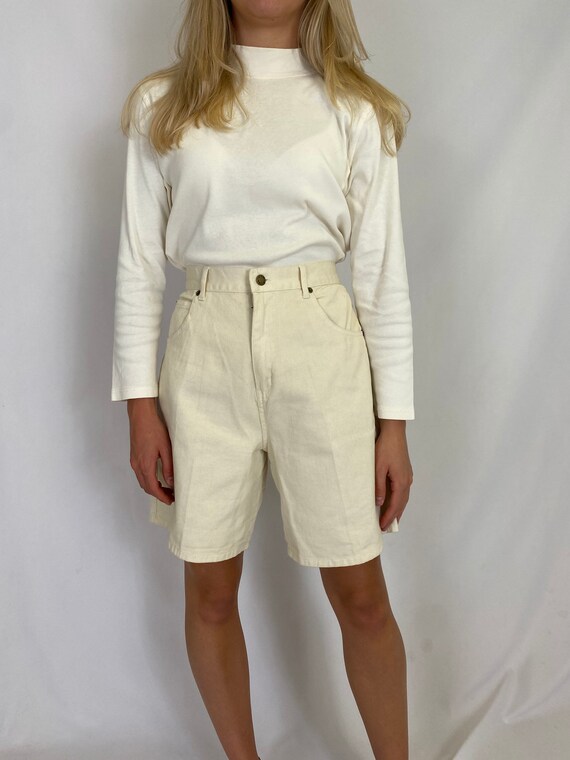 Pantalones cortos vaqueros blancos 90s minimalistas cintura | Etsy México
