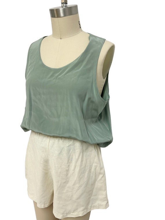 pistachio green relaxed fit pure silk tank top - image 4