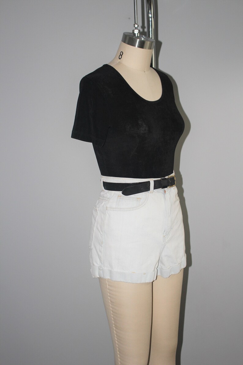 minimal cuffed high waist denim shorts 90s vintage super pale light wash jean shorts size 27