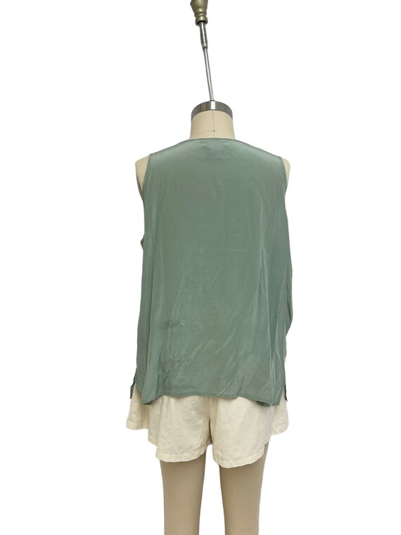 pistachio green relaxed fit pure silk tank top - image 5