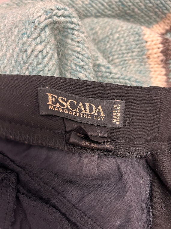 vintage Escada trousers minimalist black wool wid… - image 5