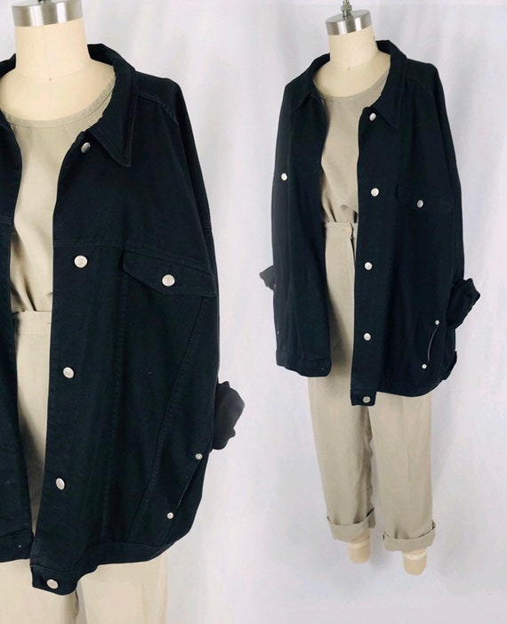 black denim jacket vintage oversized unisex minima