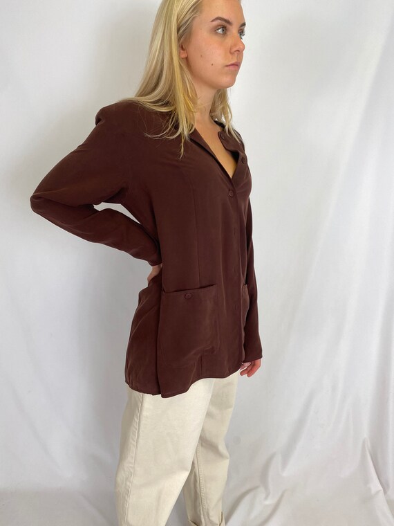 brown silk button up