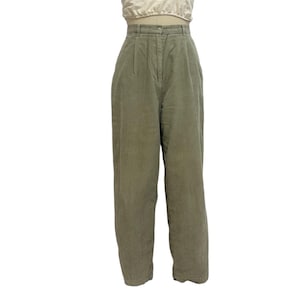 taupe corduroy trousers 90s vintage high waist pleated neutral cord pants L