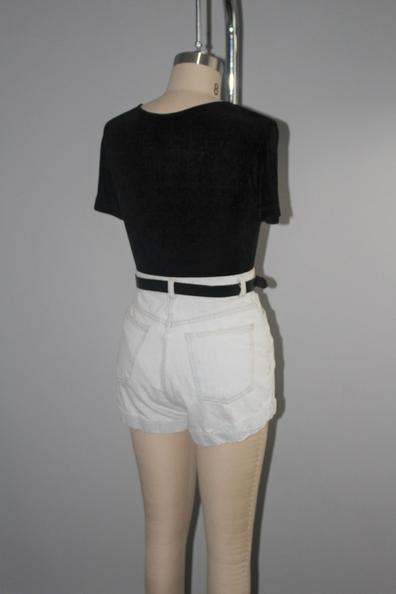 minimal cuffed high waist denim shorts 90s vintage super pale light wash jean shorts size 27