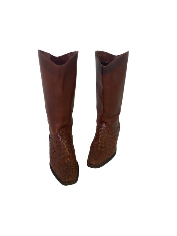 Vintage PU Leather Cowboy Boots