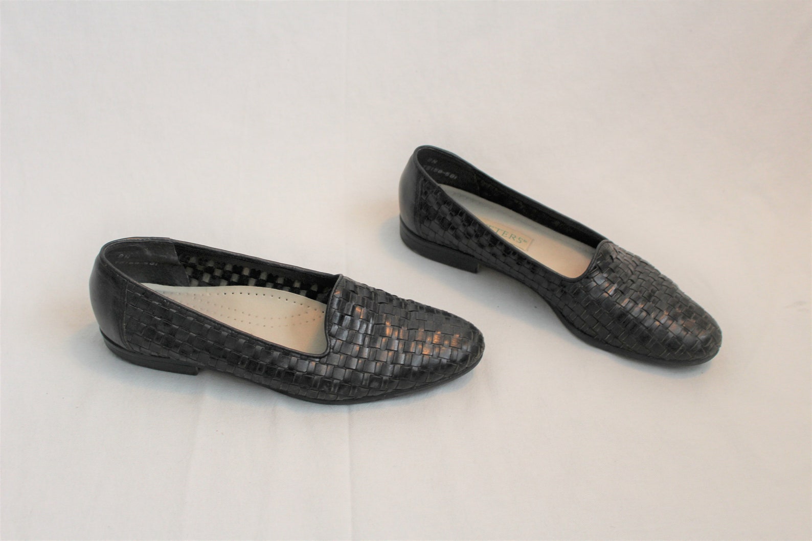 black woven leather loafers 90s minimalist slip on shoes ballet slippers size 7 black woven leather loafers 90s minimalist slip on shoes ballet slippers size 7