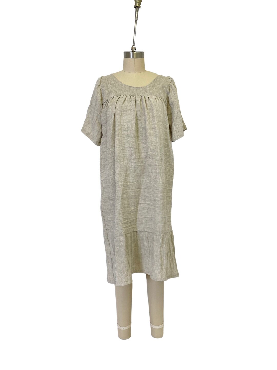 Rusty Rustic Long Dress Rustic Long Linen Dress Handmade Ruffle Hem Boho Neutral - Etsy