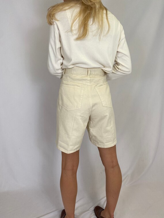 Pantalones cortos vaqueros blancos 90s minimalistas cintura | Etsy México